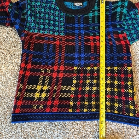 VINTAGE TOFFS size medium cotton blend colorful striped sweater round ne… - Picture 7 of 8